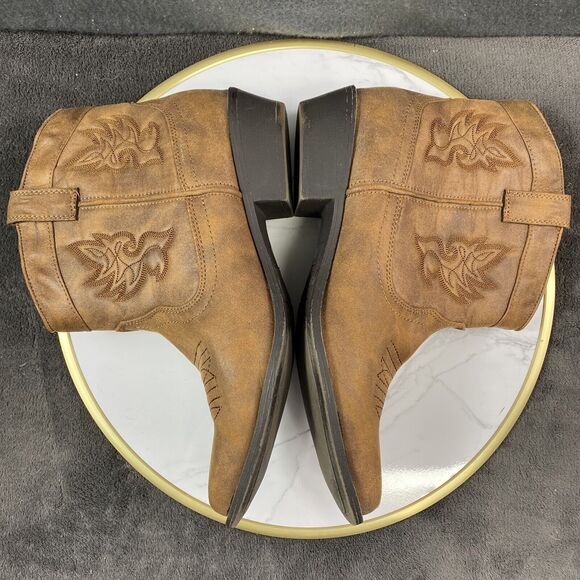 Arizona Jeans Maz Mindy Ankle Cowboy Cowgirl Boots Brown Women's Size 8.5 EUC - Picture 6 of 9